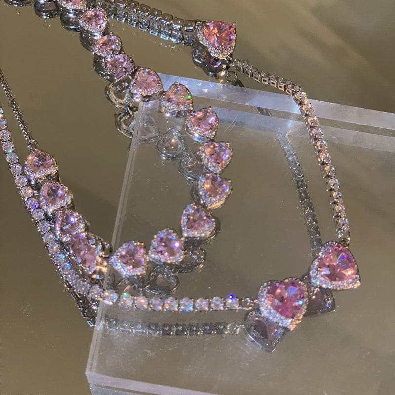 Pink Heart Diamond Necklace