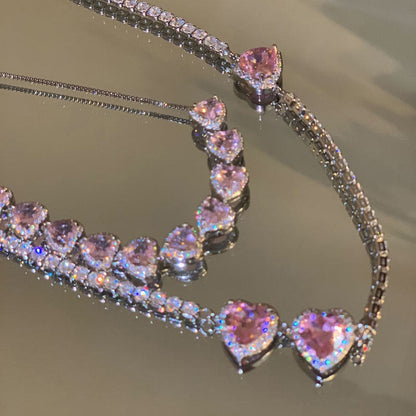 Pink Heart Diamond Necklace