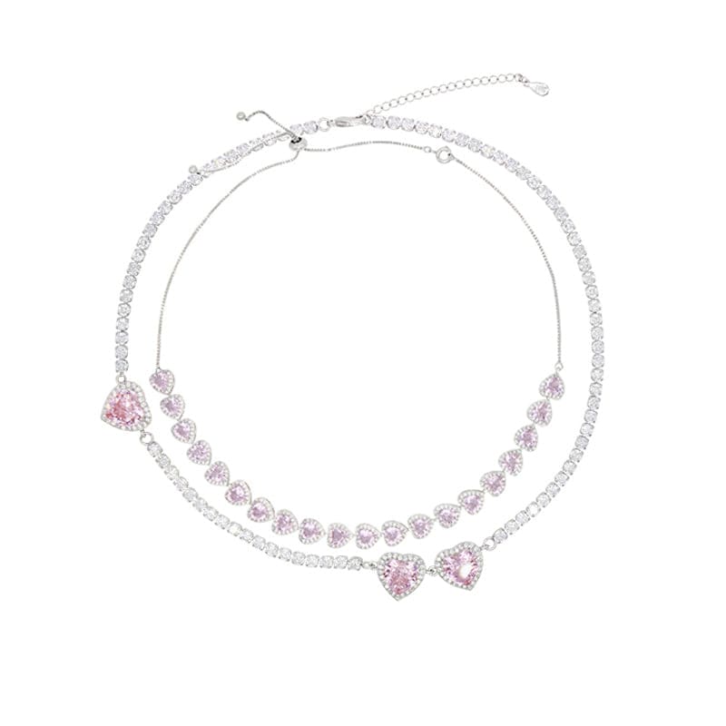 Pink Heart Diamond Necklace - all necklaces