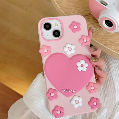 Pink Heart Flowers Phone Case - IPhone Case