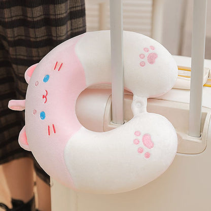 Pink Kitty Neck Pillow - Pink