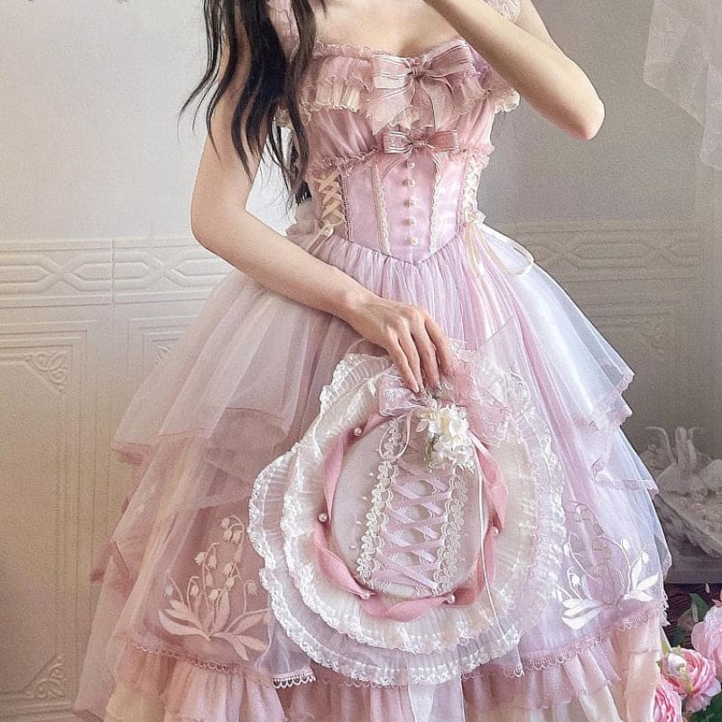 Pink Lily Vintage Style Lace-up Princess Lolita Dress ON809