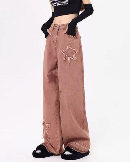 Star Patch Pink Jeans Boogzel Clothing