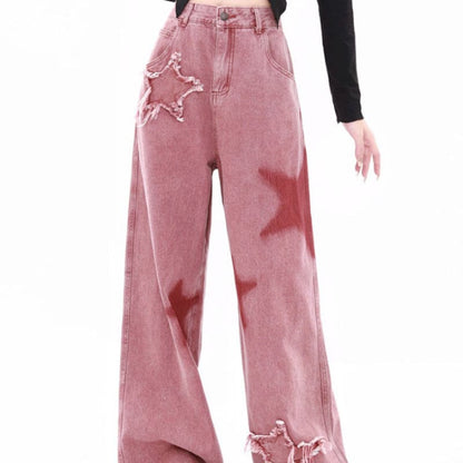 Pink Star Retro Jeans - Lovesickdoe