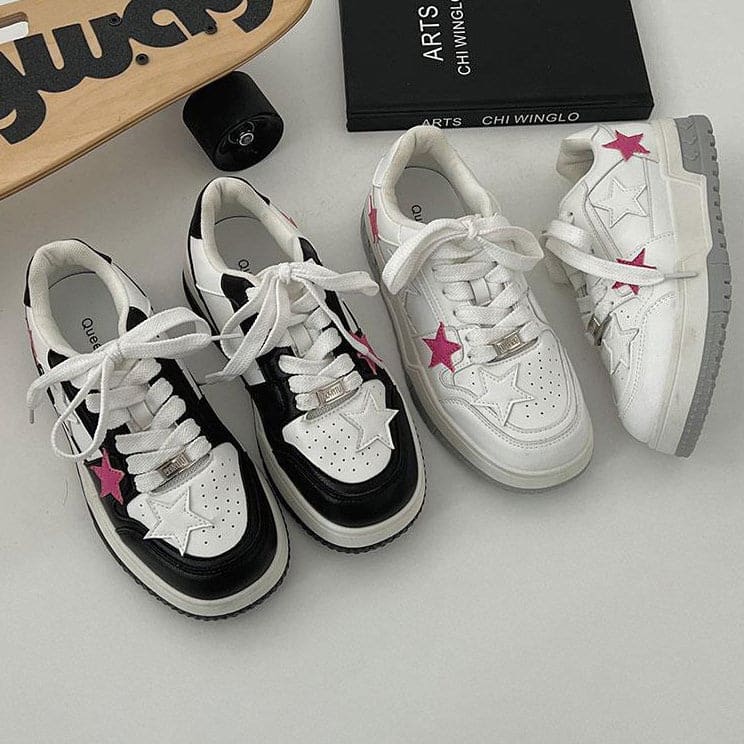 Pink Star Sneakers in Black - Sneakers