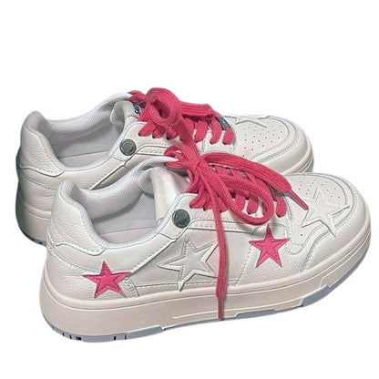 Pink Star Sneakers in White - Sneakers