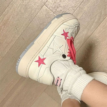 Pink Star Sneakers in White - Sneakers