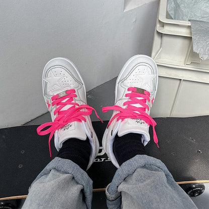 Pink Star Sneakers in White - Sneakers