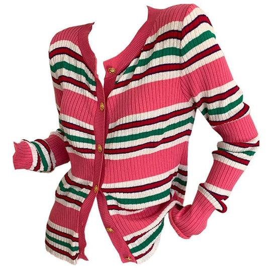 Pink Stripe Cardigan - Free Size / Pink - Cardigan