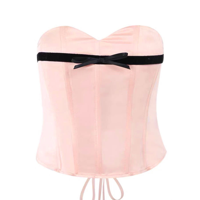 Pink Satin Bow Corset SpreePicky