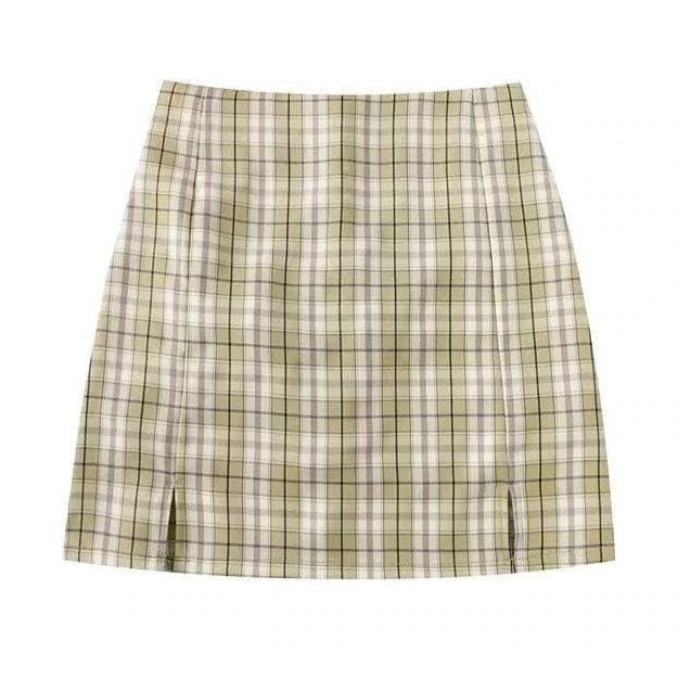 Plaid Striped Skirt - Skirt