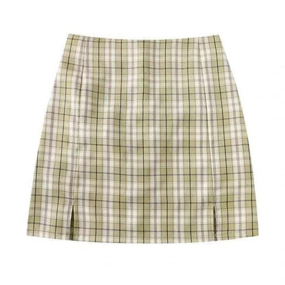 Plaid Striped Skirt - Skirt