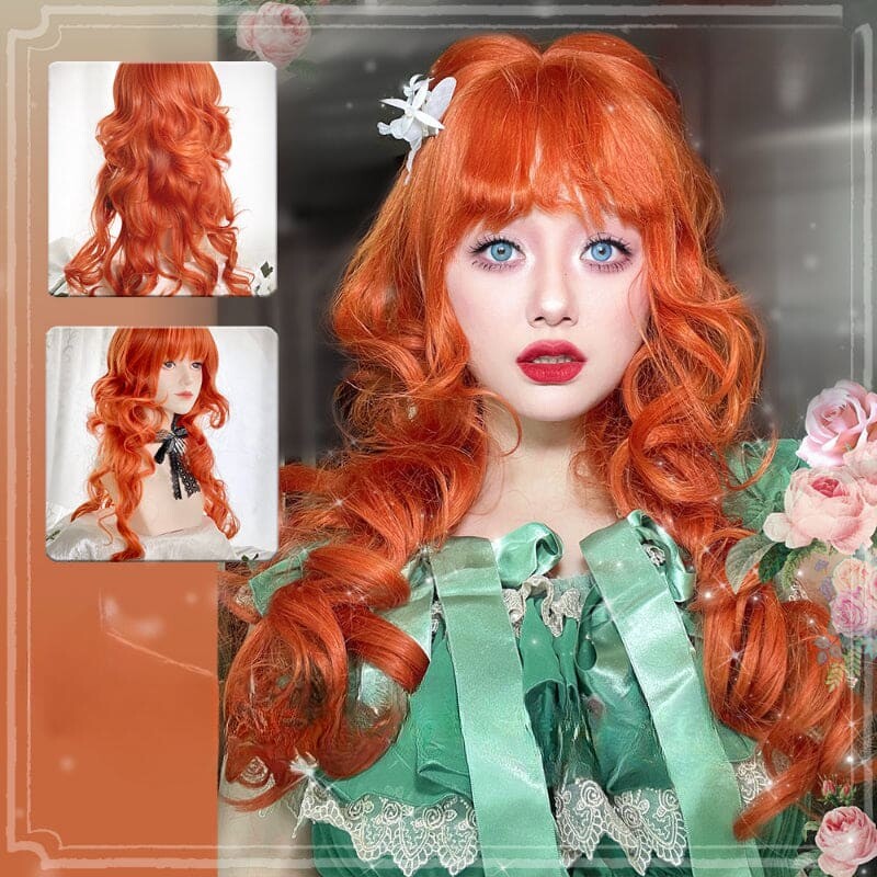 Princess Aria Orange Curly Wig ON1514 spreepickyshop