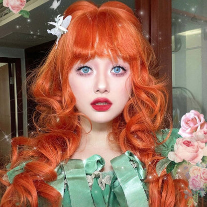 Princess Aria Orange Curly Wig ON1514 spreepickyshop