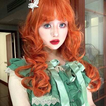 Princess Aria Orange Curly Wig ON1514 spreepickyshop