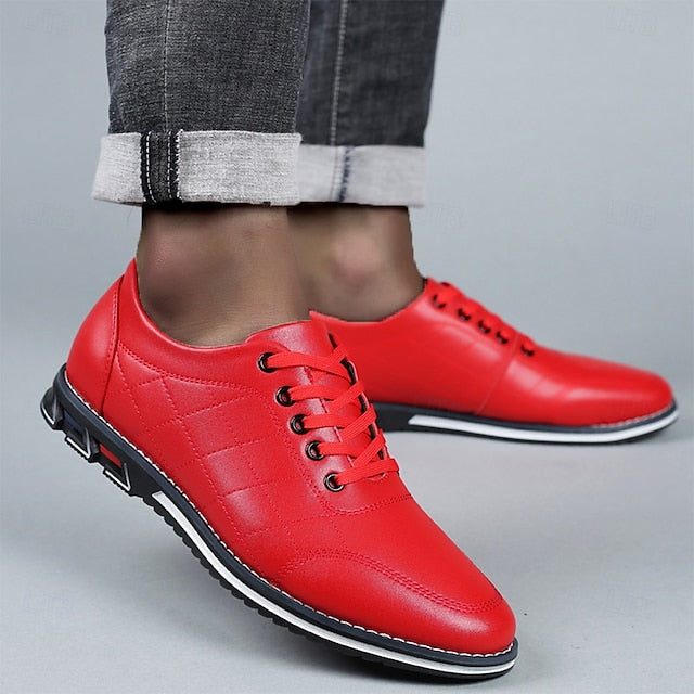 - Faux Sneakers Quilted Men's Stylish Blue Leather Lace-Up FashionChic