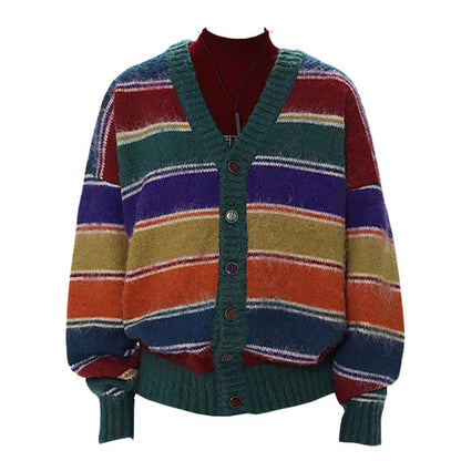 Cozy Color Striped Cardigan Boogzel Clothing