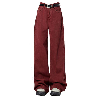 Wine Red Wide-Leg Jeans SpreePicky