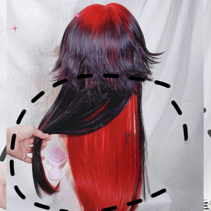 Red Moon Black Red Wig ON1279 spreepickyshop