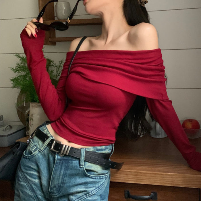 Red Classy Bardot Top SpreePicky