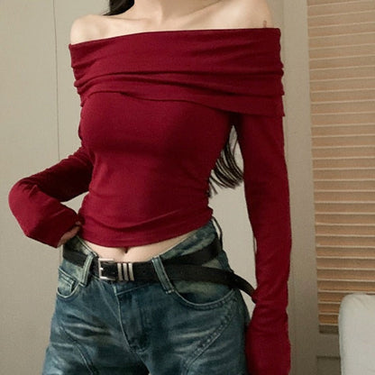 Red Classy Bardot Top SpreePicky