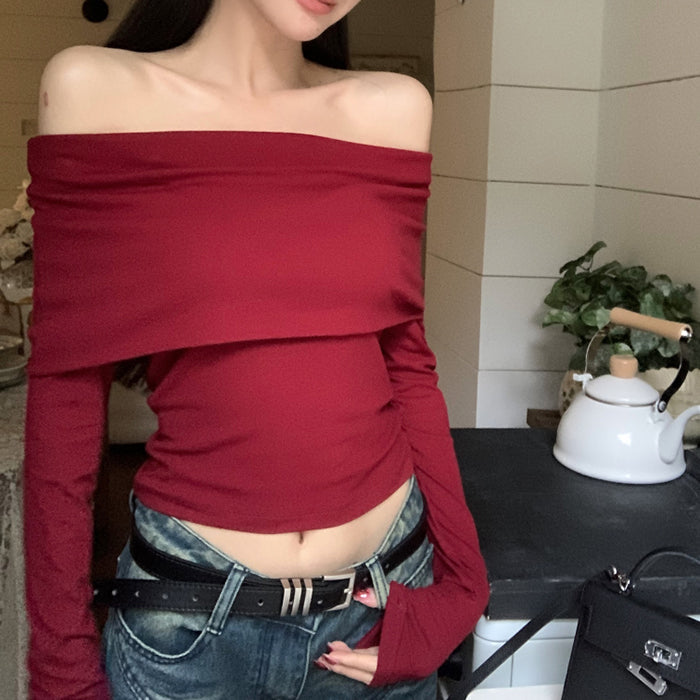 Red Classy Bardot Top SpreePicky