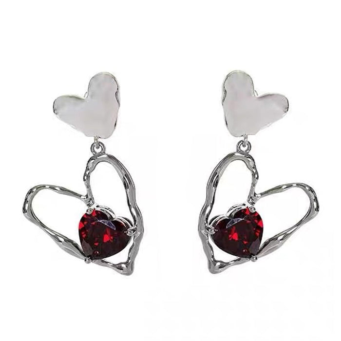 Red Stone Heart Earrings SpreePicky