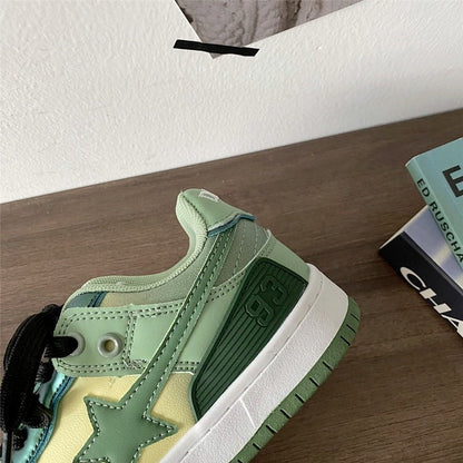 Light Green Star Sneakers Boogzel Clothing