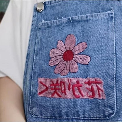 Sakura Denim Dungaree Skirt - Dress