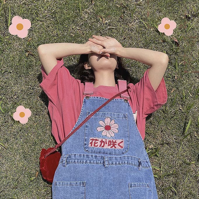 Sakura Denim Dungaree Skirt - Dress