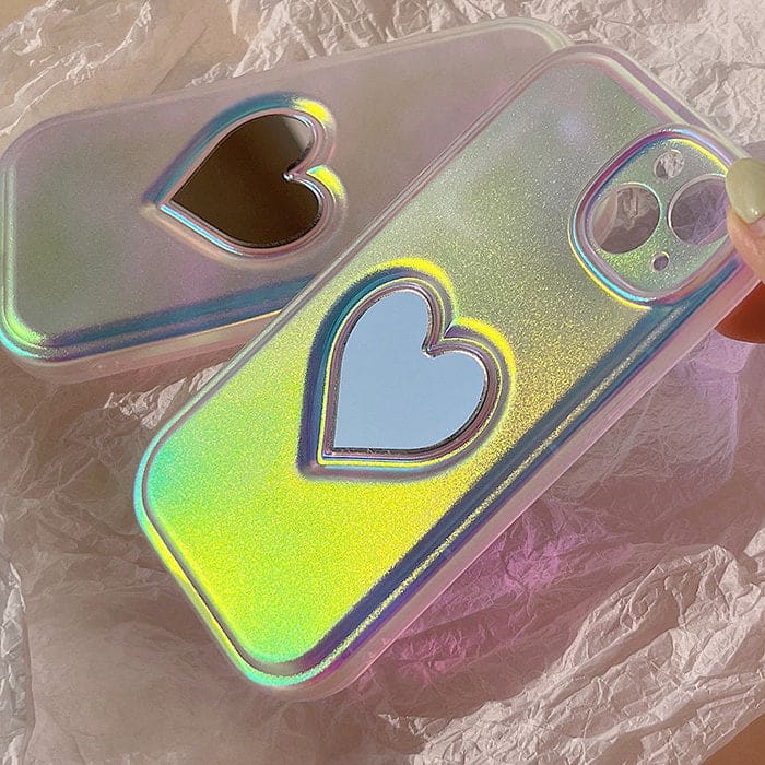 Silver Heart Mirror Phone Case - IPhone Case