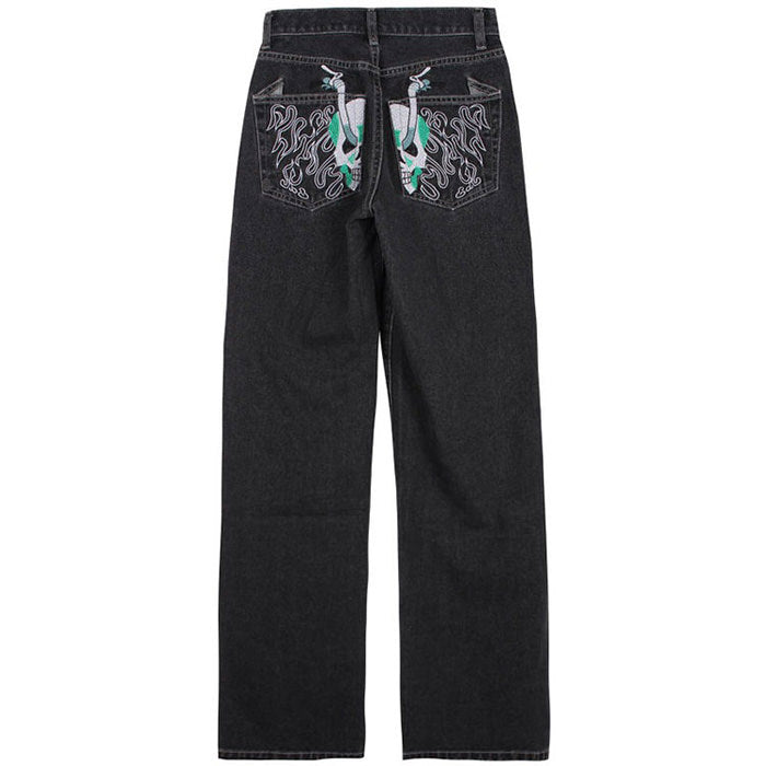 Skeleton Embroidery Jeans SpreePicky