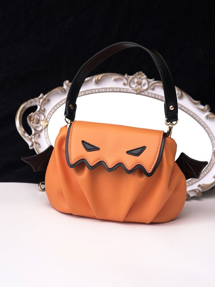 Halloween Orange Pumpkin Bat Wings Tote Bag mySite