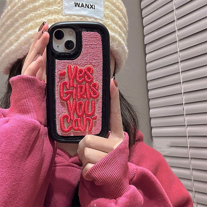 Slogan Embroidery Phone Case - IPhone Case