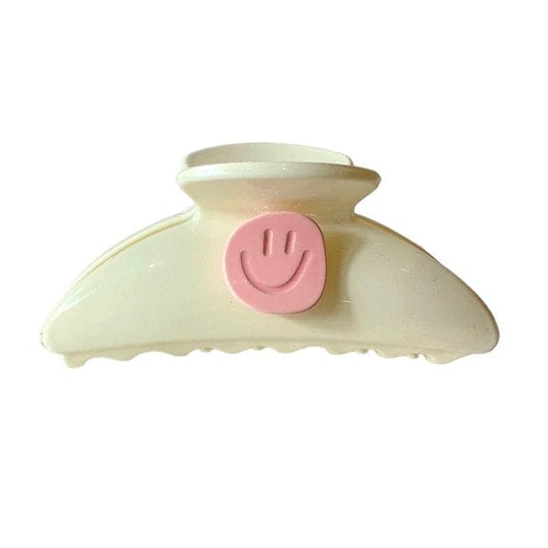 Smiley Face Hair Claw - Beige - Other