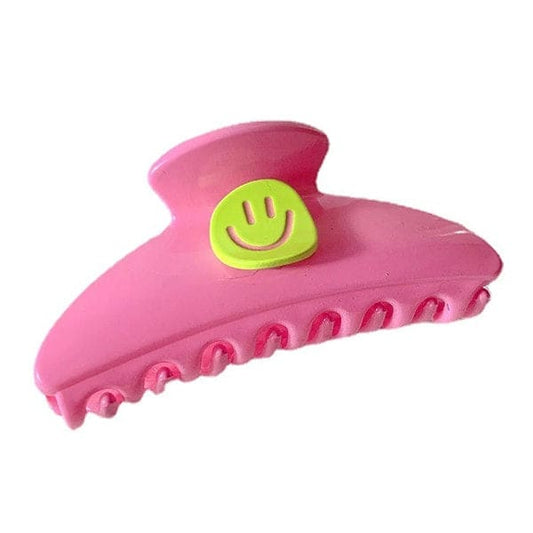 Smiley Face Hair Claw - Pink - Other