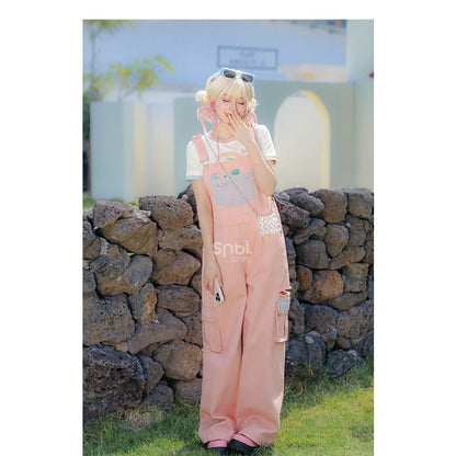 Soft Spring Pink Bears Overalls ON633