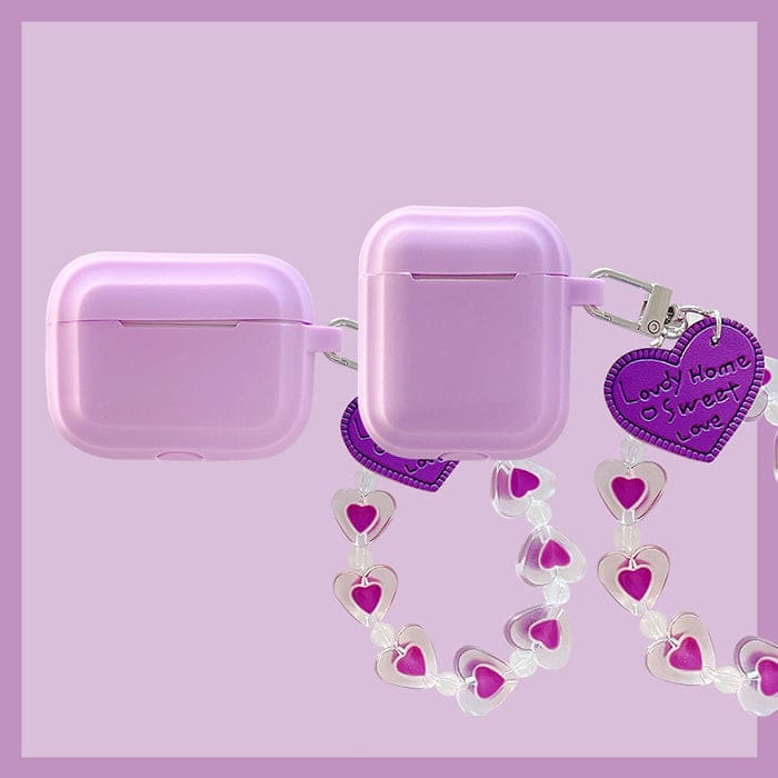 Solid Color Heart Chain AirPods Case - AirPods Case