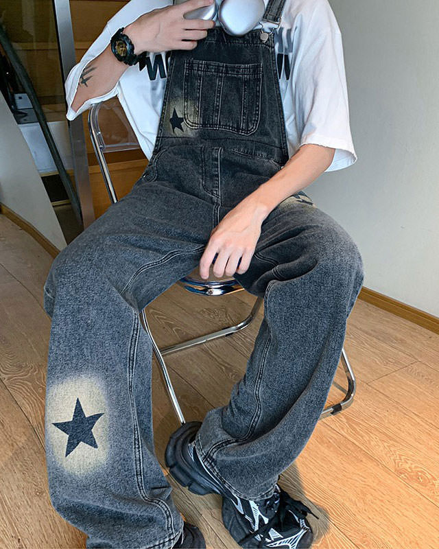 Y2K Star Denim Overalls Boogzel Clothing