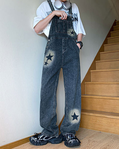 Y2K Star Denim Overalls Boogzel Clothing