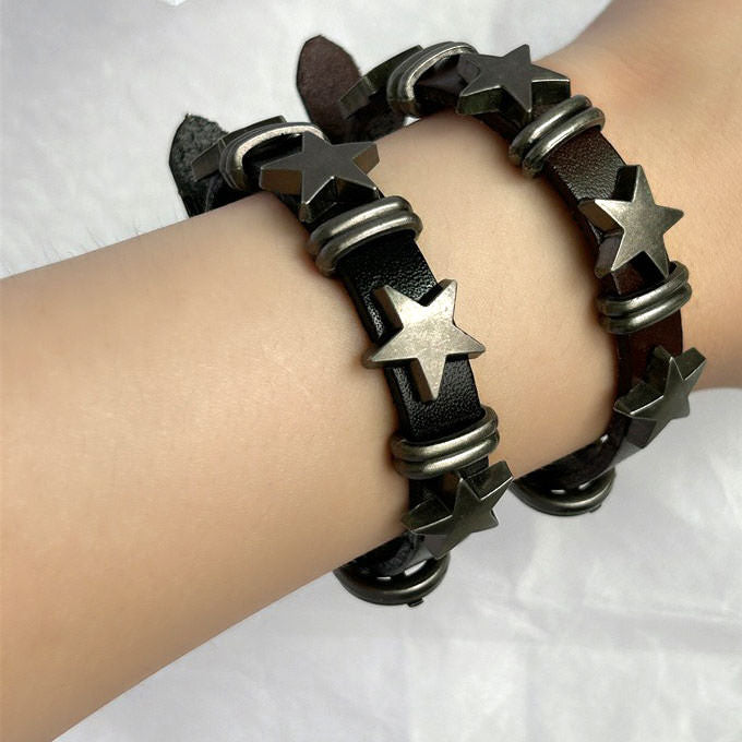 Star Leather Bracelet SpreePicky