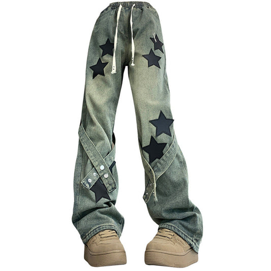 Aesthetic Star Patch Jeans Boogzel Clothing