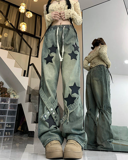 Aesthetic Star Patch Jeans Boogzel Clothing