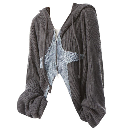 Star Knit Hoodie SpreePicky