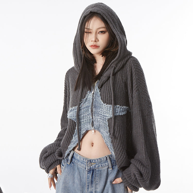 Star Knit Hoodie SpreePicky