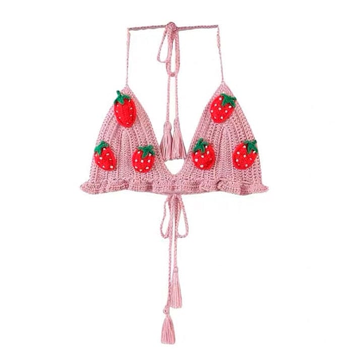 Strawberry Knit Top Skirt Set - Suits