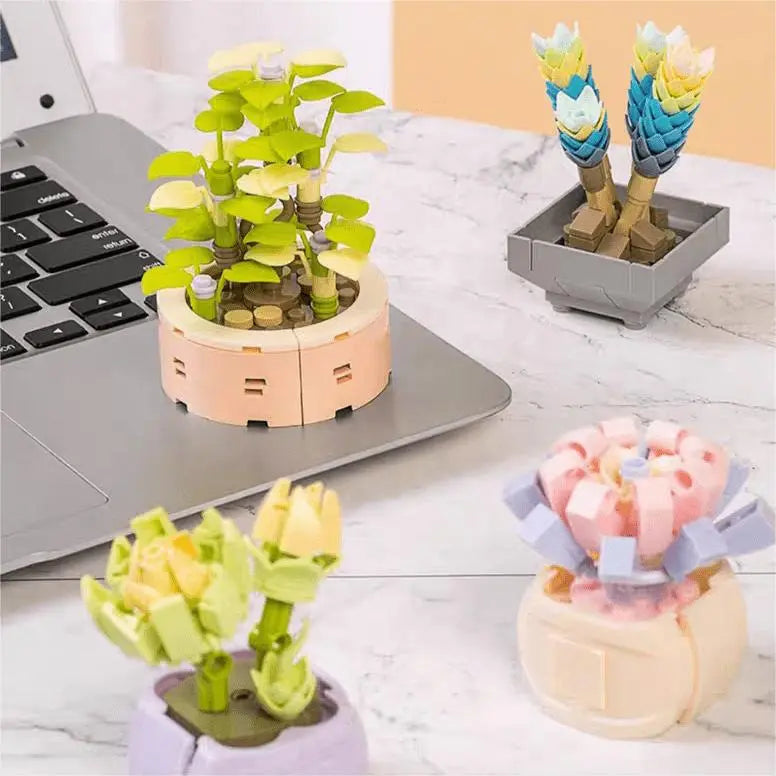 Kawaii Aesthetic Y2K Cute Fairy LEGO Compatible 12 Succulents Assembly Building Blocks MK Kawaii Store