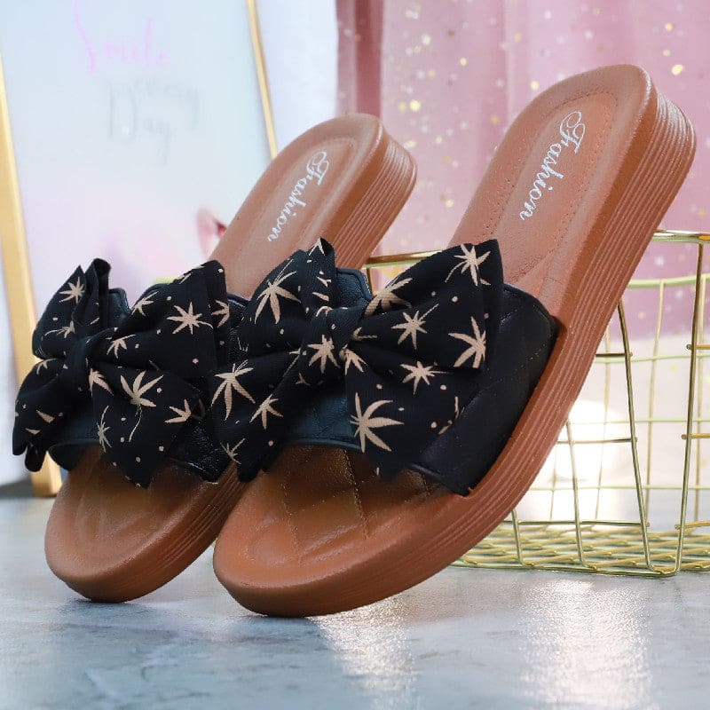 Summer Time Cute Bow Sandals ON881 - Black / 36 - slippers