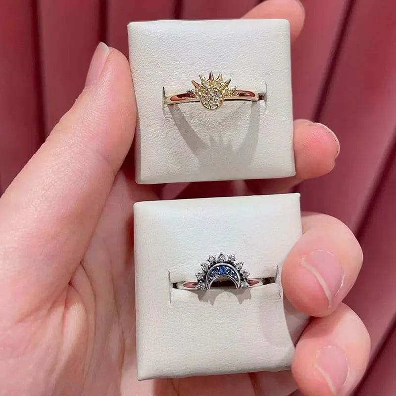 Kawaii Aesthetic Y2K Cute Fairy Sun and Moon Couple Ring MK Kawaii Store