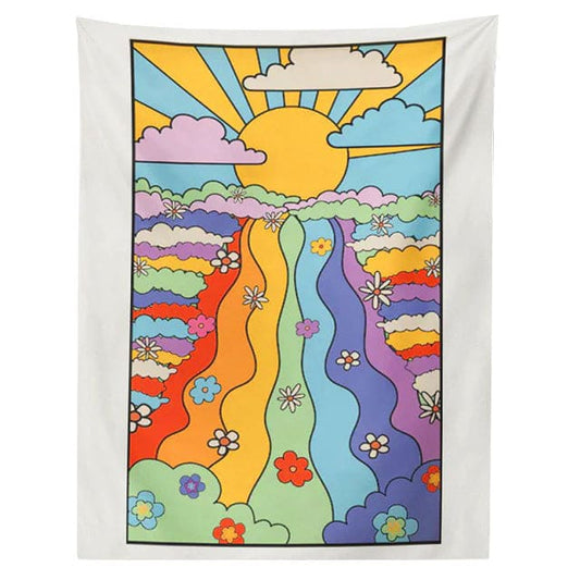 Sun Rainbow Flower Tapestry - Rainbow